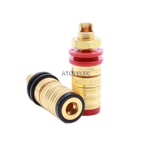 4pcs CMC 838-S-G 24K Gold Plated Speaker AMP Binding Post Socket Banana Jack - Picture 1 of 2