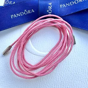 Authentic Pandora Silver Pink Fabric Lariat Bracelet Necklace 100cm #390961CPK - Picture 1 of 5