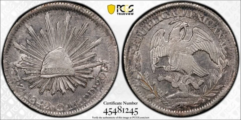 1842 Zs OM 8 REALES MEXICO KM#377.13  Zs22 Die Style 1842-45 PCGS AU55 #45481245 Cover