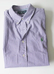 Ralph Lauren Mens Classic Fit Purple Poplin Checkered Long Sleeve Shirt Sz XL - Picture 1 of 1