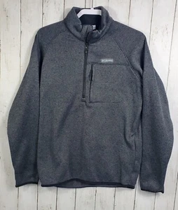 Columbia 1/2 Zip Pullover Fleece Lined Mens M Medium Gray Long Sleeve Zip Pocket - Picture 1 of 12
