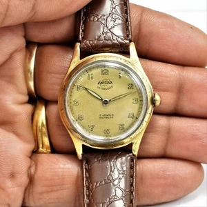 Vintage 1957 Enicar Ultrasonic Gold Plated Water Shock Proof Men Watch Keep Time - Picture 1 of 7
