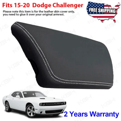 Fits 2015 2016 2017-2020 Dodge Challenger Console Lid Armrest Vinyl Cover Gray - Image 1 of 4