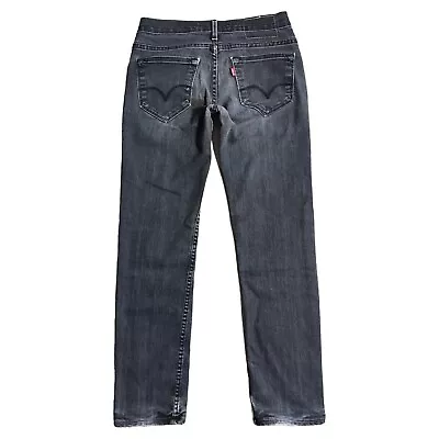Jeans skinny vintage Levis 519 preto denim masculino etiqueta 28x28 com bainha - Imagem 1 de 4