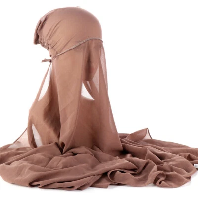 Ramadán Mujeres Niqab Burka Turbante Hijab Gorra Musulmana Pañuelo Cubierta Envolvente Islámica Foto 1 de 4