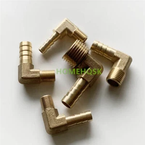 Brass Pipe Fitting BSP Male Elbow Barb Hose Tail Connector Fuel Water Gas Tubing - Picture 1 of 2