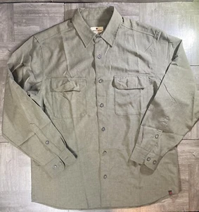 Woolrich Men's Canvas Button Shirt Long Sleeve 6272 "Dark Shale" Large L Pockets - Picture 1 of 10