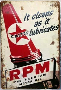 CALTEX MOTOR OIL Garage Rustic Look Vintage Tin Signs Man Cave, Shed & Bar SIGN - Picture 1 of 2