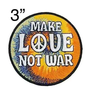 🔥 Peace Sign Make Love Not War Embroidered Iron On Patch Hippie Tie Dye BEAUTY - Picture 1 of 5