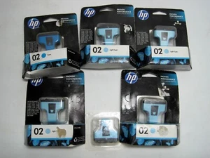 Zestaw 6 - HP Nowy oryginalny 02 Cyan & Light Cyan Ink Cartridge Sealed EXP 2013 - Zdjęcie 1 z 2