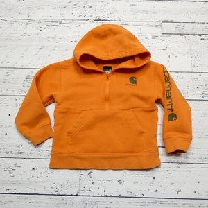 Carhartt Hoodie Toddler Size 4T Orange 1/2 Zip Fleece Hooded Sweatshirt - Picture 1 of 7