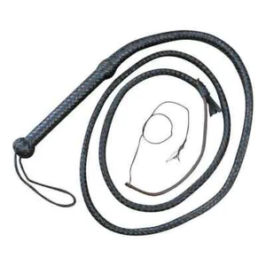 Indiana jones Bullwhip Genuine Black Leather 8 Feet Long 12 Plait Weaving whip - Picture 1 of 3