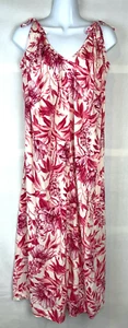 H&M Women's Pink Floral Sleeveless V Neck 100% Cotton Tea Length Dress Size L - Picture 1 of 9