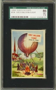 1954 Topps Scoop #134 First Hot Air Balloon Flight 1783 HI NUMBER SGC NM+ 7.5 - Picture 1 of 2