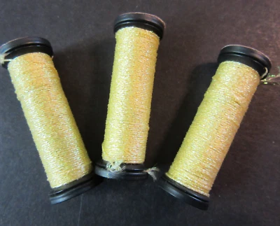 3 Kreinik Balger Metallics color #091 STAR YELLOW Fine #8 Braids Thread  lot - Image 1 of 4
