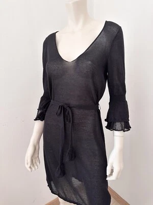 C'N'C DISTUME NATIONAL CNC Vestido Mujer Negro Rayón Algodón Tejido Cinturón Talla S Foto 1 de 4