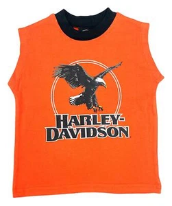Harley-Davidson Little Boys' Soaring Eagle Sleeveless Muscle Tee - Orange - Picture 1 of 1