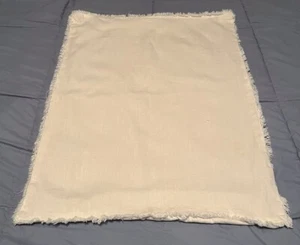 Casaluna Standard Size Pillow Sham White Linen Blend Raw Edges Zippered - Picture 1 of 6