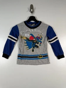 Vtg Batman Kids Boys Batman & Robin DC Comics Long Sleeve T Shirt Gray Blue Sz 5 - Picture 1 of 11