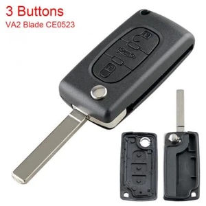 3 Buttons Replacement Flip Remote Key Shell Case Fit for Citroen C2 C3 C4 C5 C6 - Picture 1 of 9