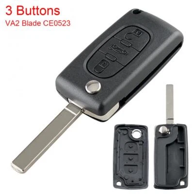 3 Buttons Replacement Flip Remote Key Shell Case Fit for Citroen C2 C3 C4 C5 C6 - Image 1 of 4