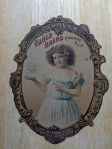 Vintage Die Cut Borden's Eagle Brand Condensed Milk Advertisement Cardstock - Picture 1 of 8