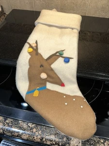 crate and barrel Kids christmas Stocking reindeer - Picture 1 of 8
