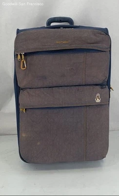 Hush Puppies Blue Zip Pockets 2 Wheeled Carry On Travel Luggage Suitcase - Image 1 of 4
