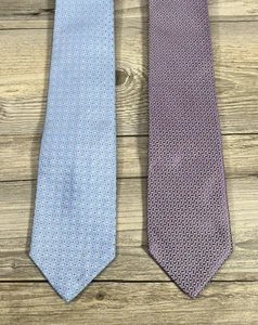 2 - Brooks Brothers Tie Makers Merchants 100% Silk Necktie Geometric Blue/Purple - Picture 1 of 8