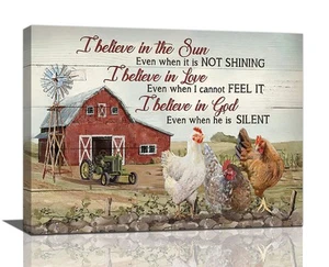 Rooster Kitchen Decor Wall Art Rustic Farmhouse Chicken Barn Pictures Wall De... - Picture 1 of 7