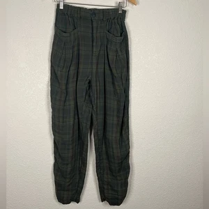 New CP Shades X Free People Plaid trouser in green Bohemian Gypsy Lagenlook USA - Picture 1 of 9