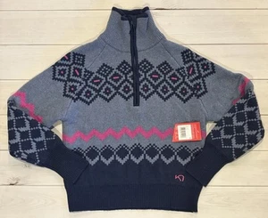 Kari Traa Wool Blend Nordic Fair Isle Agnes Sweater 1/4 Zip Large - Picture 1 of 14