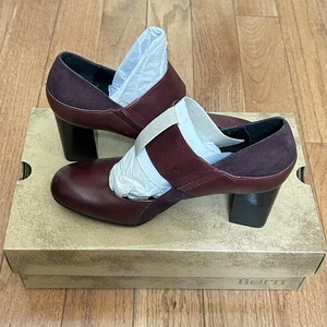 **Brand New** Born Womens Motola Leather Mary Jane Pump Shoes Burgundy Red 9.5M - Picture 1 of 8