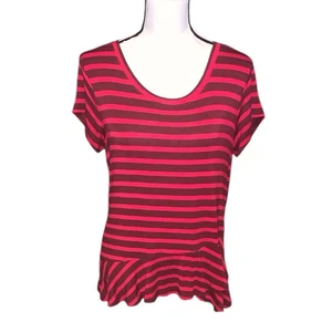 Blusa CAbi Top 3631 Sweet Talk Roja Rayas Peplum Volantes Mujer Pequeña Damas - Imagen 1 de 7