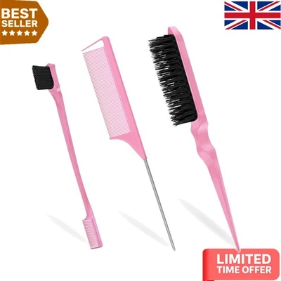 3-in-1 Slick Back Brush & Rat Tail Comb Set: Effortless Hair Management - Image 1 of 4