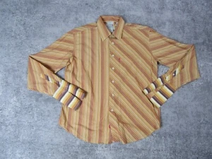 Pepe Jeans Dress Shirt Mens Medium Orange Striped Big Cuff Button Up Top - Picture 1 of 8