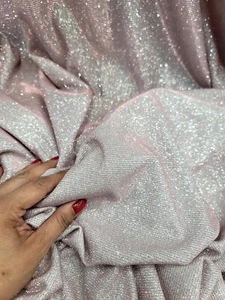 Fabric Sold By The Yard Glitter Pink IRIDESCENT STRETCH SPANDEX Fashion Fabric - Picture 1 of 13