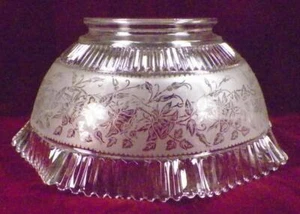 Banquet Lamp Shade Clear & Frosted Glass Etched Flowers Ruffled Vintage #3 - Picture 1 of 7
