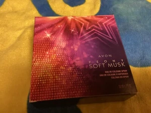 Avon PEONY SOFT MUSK Eau De Cologne Spray LIMITED EDITION STAR BOTTLE 1.7 oz - Picture 1 of 4