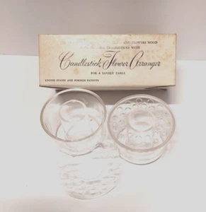 Vintage Kerzenständer Blumengesteck Mid Century klar Acryl Blumenfrosch halten - Bild 1 von 3