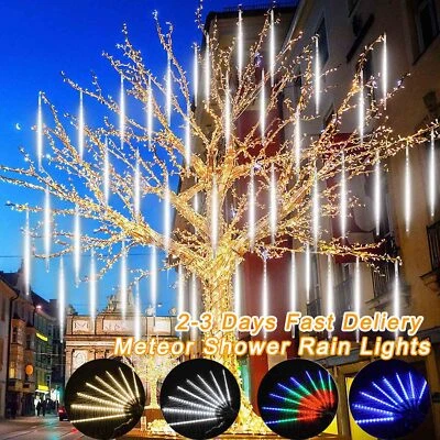 LED Outdoor Falling Meteor Shower Light 30/50CM Rain Icicle Lamp Xmas Tree Decor - Image 1 of 4