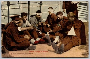 Postcard c1910s Wounded British Troops at Havre France Play Cards - Picture 1 of 2