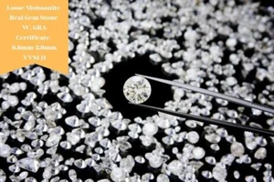 Loose Moissanite Round Real Gem Stone W. GRA Certificate VVS1 D 0.8mm-2.9mm - Picture 1 of 5