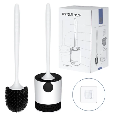 Toilettenbürste Silikon Klobürste Halter Bürstengarnitur WC Bürstenset Schwarz - Bild 1 von 4
