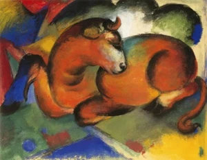 Red Bull Franz Marc 1912 German Expressionist Animal Painting Art Print - Picture 1 of 2