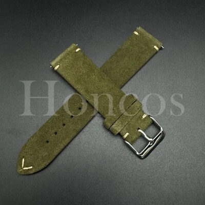 18 19 20 21 22 毫米柔软麂皮绒皮革复古表带表带快速发布美国 — 第 1/2 张图片