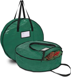 Christmas Wreath Storage Bag 24" - Garland Holiday Container - 2 Pack, Green - Picture 1 of 12