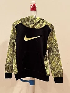 NIKE Training Dry-FIT HOODED SWEATSHIRT Boys SIZE 6 /M - Black and Neon Green - Picture 1 of 3