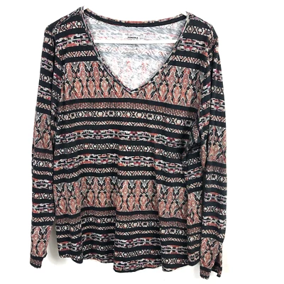 Camiseta para mujer Sonoma The Everyday cuello en V roja negra gris geométrica manga larga XXL Foto 1 de 4