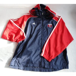 Adidas MN Twins Red Blue Spring Windbreaker Jacket - Boys Size 14 - Picture 1 of 7